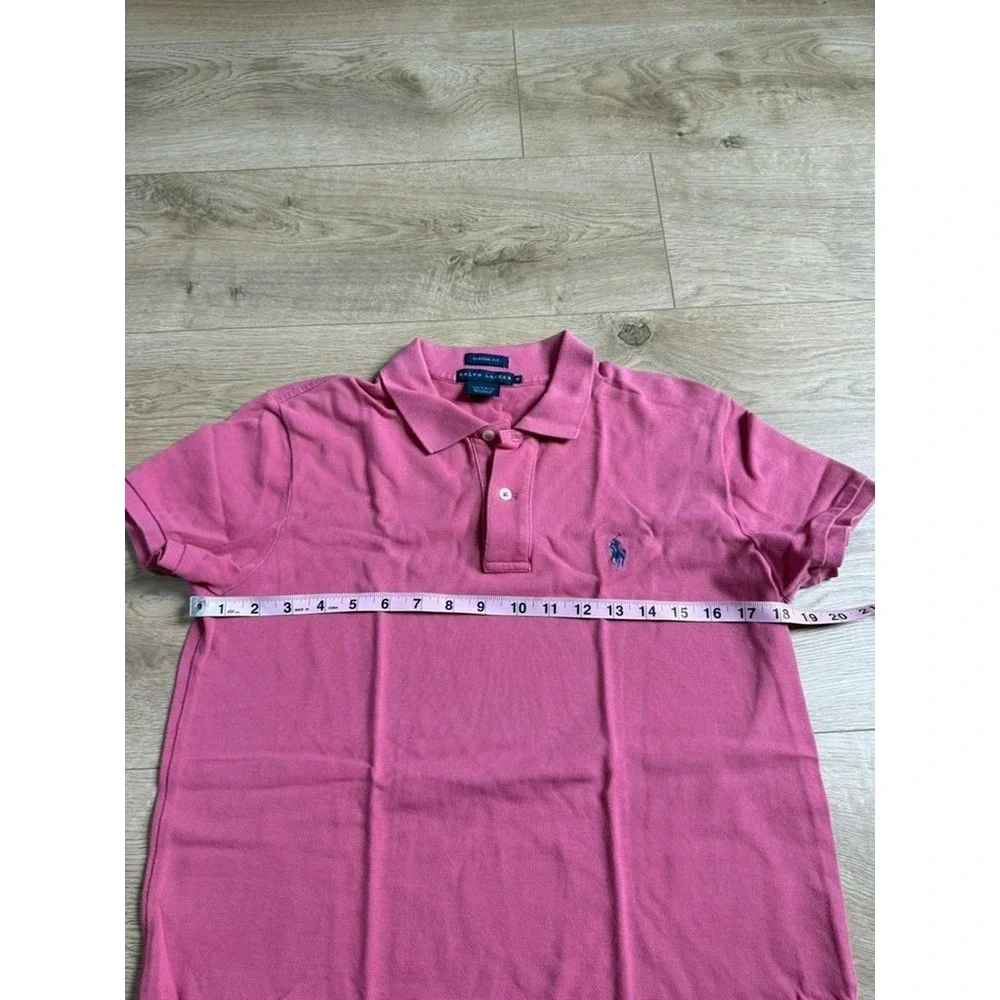 EUC Womens Ralph Lauren Classic Fit pink short sleeve polo vintage cotton size M